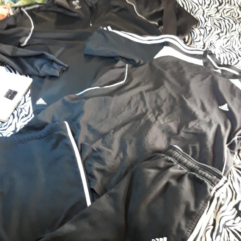 Adidas 3 pc. Track outfit black with 3 white strpe